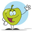 Happy Apple Waving A Greeting