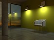 3d Rendering beleuchteter weisser Stuhl