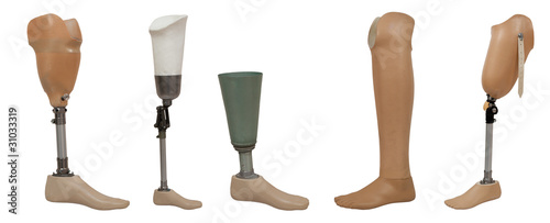 Photo: Five prosthetic leg isolated on a white background Five prosthetic leg isolated on a white background