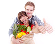 positive vegetable shopping couple