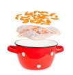 Red pot with white spots vintage with layers