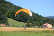 Paraglider landing in a field
