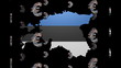 euro symbols rotating round Estonia map flag animation