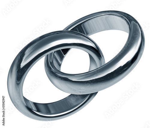 Illustration: interlocked linked titanium wedding rings