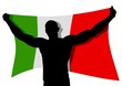Vector illustration of a man figure carrying the flag of Italy