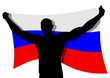 Vector illustration of a man figure carrying the flag of Russia