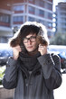 portrait of male model outdoor, urban scene