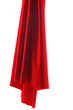 Red satin fabric against white background Red satin fabric against white background