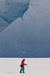 Man moves on skis