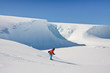 Man moves on skis