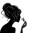beauty girl silhouette with rose