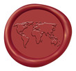 Embossed World Map Sign Red Wax Seal