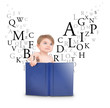 Baby Reading Book with Letters on White Baby Reading Book with Letters on White