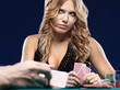 Foto: Woman doubt in a card gambling match Woman doubt in a card gambling match