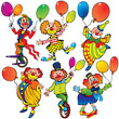 Funny clowns with balloons on a white background. Funny clowns with balloons on a white background.
