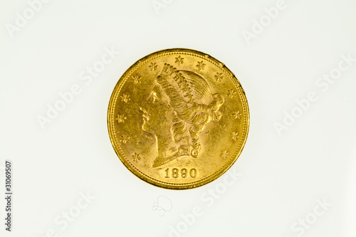 Photo: US double eagle gold coin, liberty type, ovberse US double eagle gold coin, liberty type, ovberse
