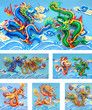collection of colorful chinese dragon statue