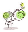 Vector: man with green brain and earth man with green brain and earth