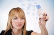 woman pressing button woman pressing button