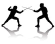 silhouettes of athletes fencers