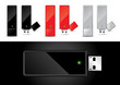 USB Disk in Black, Red and Silver - Vector Illustration