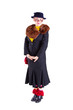 A girl dressed as an elderly old lady