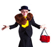 A girl dressed as an elderly old lady