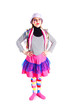 A girl in a bright dress sailor