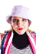 Portrait of the girl in a bright suit of the sailor