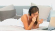 Beautiful woman listening to music