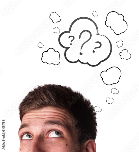 Photo : male adult has way too many questions in his head male adult has way too many questions in his head