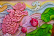 Art of Thailand in buddhism temple wall