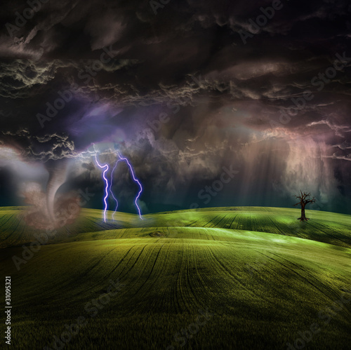 Photo: Tornado in stormy landscape Tornado in stormy landscape