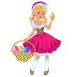 Vektor: Girl and easter basket with eggs Girl and easter basket with eggs