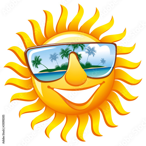 Vektor: Cheerful sun in sunglasses Cheerful sun in sunglasses