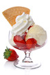 Ice cream with strawberries and whipped cream Ice cream with strawberries and whipped cream
