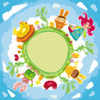 Happy Easter green round card Happy Easter green round card