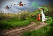 Woman with cello and dragon violins Woman with cello and dragon violins