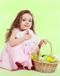 Girl with Easter basket and bunny Girl with Easter basket and bunny