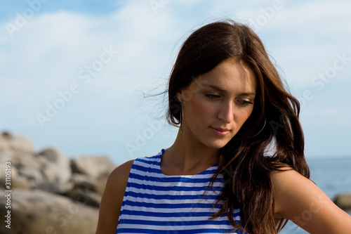 Photo: Portrait of a beautiful pensive girl Portrait of a beautiful pensive girl