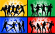 Dancing people, illustrations in four colors Dancing people, illustrations in four colors