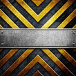 metal template with warning stripe pattern