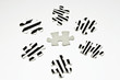 Jigsaw puzzle pieces, close-up