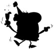 Solid Black Silhouette Of A Drunk Dancing Woman At A Party
