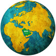 saudi arabia flag on globe map