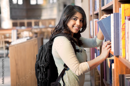 Photo: Asian student in library Asian student in library