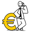 Homme d'affaire satisfait appuyé sur symbole euro