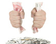 Grasping money and coins
