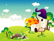 paisaje fantastico en vector
