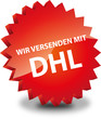 Button Rund Wir versenden mit DHL